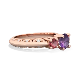 Amethyst Art Deco Eternal Embrace Engagement 14K Rose Gold ring C2003