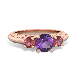 Amethyst Art Deco Eternal Embrace Engagement 14K Rose Gold ring C2003