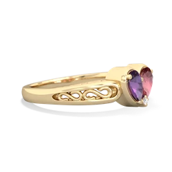 Amethyst Filligree 'One Heart' 14K Yellow Gold ring R5070