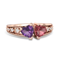 Amethyst Heart To Heart 14K Rose Gold ring R3342