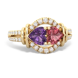 Amethyst Art-Deco Keepsake 14K Yellow Gold ring R5630