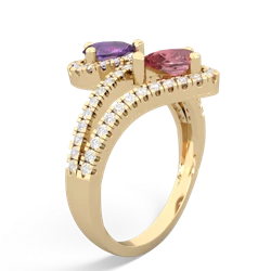 Amethyst Diamond Dazzler 14K Yellow Gold ring R3000