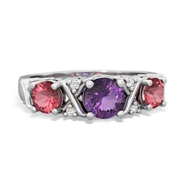 Amethyst Hugs And Kisses 14K White Gold ring R5016