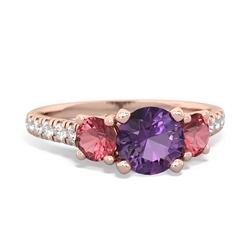 Amethyst Pave Trellis 14K Rose Gold ring R5500