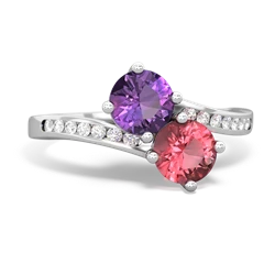 Amethyst Channel Set Two Stone 14K White Gold ring R5303