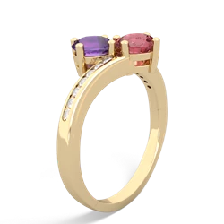 Amethyst Channel Set Two Stone 14K Yellow Gold ring R5303