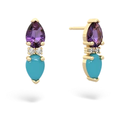 Amethyst Bowtie Drop 14K Yellow Gold earrings E0865