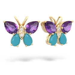 Amethyst Butterfly 14K Yellow Gold earrings E2215