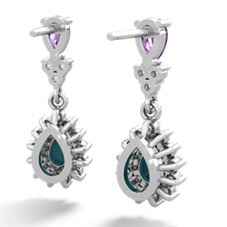 Amethyst Halo Pear Dangle 14K White Gold earrings E1882