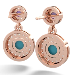 Amethyst Halo Dangle 14K Rose Gold earrings E5319