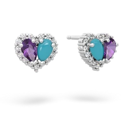 Amethyst Halo 14K White Gold earrings E7008