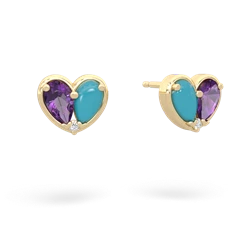 Amethyst 'Our Heart' 14K Yellow Gold earrings E5072