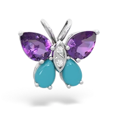 Amethyst Butterfly 14K White Gold pendant P2215