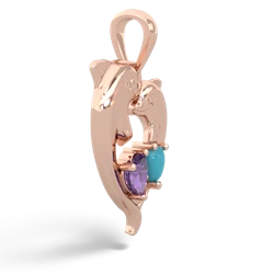 Amethyst Dolphin Heart 14K Rose Gold pendant P5820