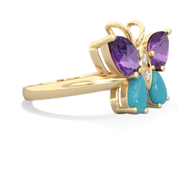 Amethyst Butterfly 14K Yellow Gold ring R2215