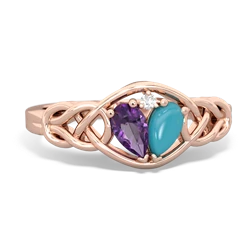 Amethyst Celtic Love Knot 14K Rose Gold ring R5420