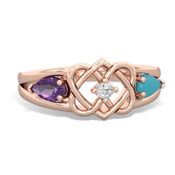 Amethyst Hearts Intertwined 14K Rose Gold ring R5880