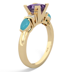 Amethyst 6Mm Princess Eternal Embrace Engagement 14K Yellow Gold ring C2002