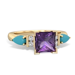 Amethyst 6Mm Princess Eternal Embrace Engagement 14K Yellow Gold ring C2002