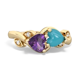 Amethyst Floral Elegance 14K Yellow Gold ring R5790