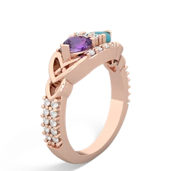 Amethyst Sparkling Celtic Knot 14K Rose Gold ring R2645