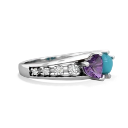 Amethyst Heart To Heart 14K White Gold ring R3342