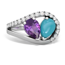 Amethyst Nestled Heart Keepsake 14K White Gold ring R5650