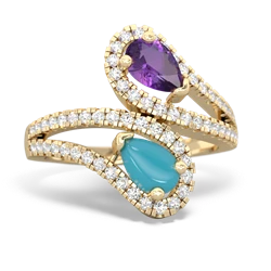 Amethyst Diamond Dazzler 14K Yellow Gold ring R3000