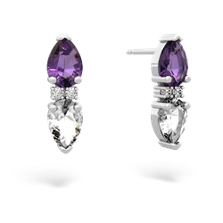 Amethyst Bowtie Drop 14K White Gold earrings E0865