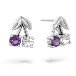 Amethyst Sweet Cherries 14K White Gold earrings E7001