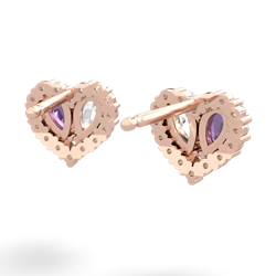 Amethyst Halo 14K Rose Gold earrings E7008