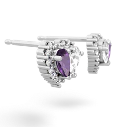 Amethyst Halo 14K White Gold earrings E7008