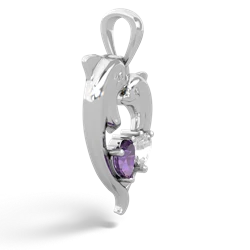 Amethyst Dolphin Heart 14K White Gold pendant P5820