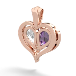 Amethyst Two Become One 14K Rose Gold pendant P5330