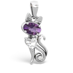 Amethyst Kitten 14K White Gold pendant P5780