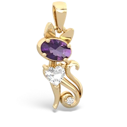 Amethyst Kitten 14K Yellow Gold pendant P5780