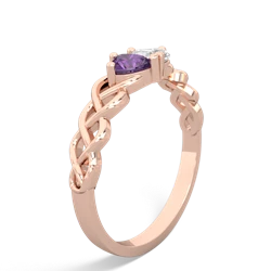 Amethyst Heart To Heart Braid 14K Rose Gold ring R5870