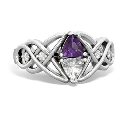 Amethyst Keepsake Celtic Knot 14K White Gold ring R5300