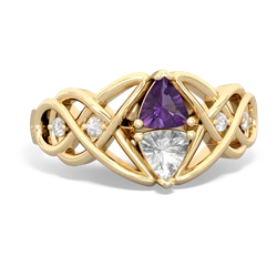 Amethyst Keepsake Celtic Knot 14K Yellow Gold ring R5300