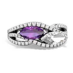 Amethyst Diamond Rivers 14K White Gold ring R3070