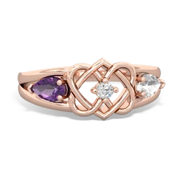 Amethyst Hearts Intertwined 14K Rose Gold ring R5880