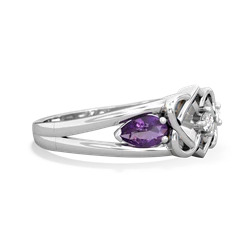 Amethyst Hearts Intertwined 14K White Gold ring R5880