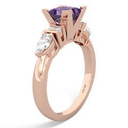 Amethyst 6Mm Princess Eternal Embrace Engagement 14K Rose Gold ring C2002