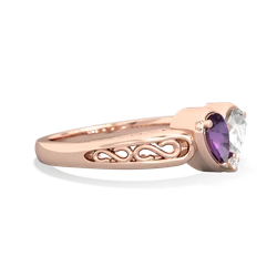 Amethyst Filligree 'One Heart' 14K Rose Gold ring R5070