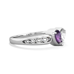 Amethyst Filligree 'One Heart' 14K White Gold ring R5070