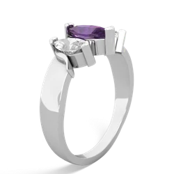 Amethyst Three Peeks 14K White Gold ring R2433