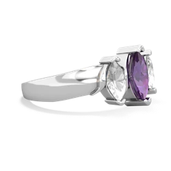 Amethyst Three Peeks 14K White Gold ring R2433