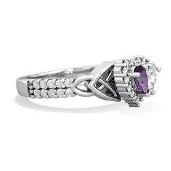 Amethyst Celtic Knot Two Hearts As One 14K White Gold ring R2644HRT