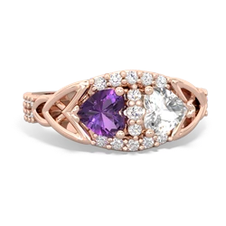 Amethyst Sparkling Celtic Knot 14K Rose Gold ring R2645