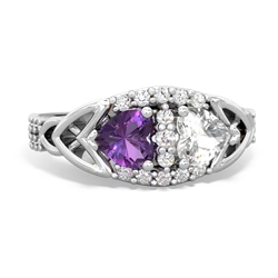 Amethyst Sparkling Celtic Knot 14K White Gold ring R2645